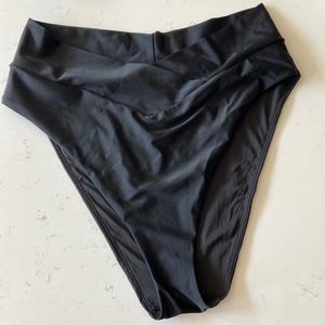 Aerie Black Crossover High Cut Cheeky Bikini Bottom XL